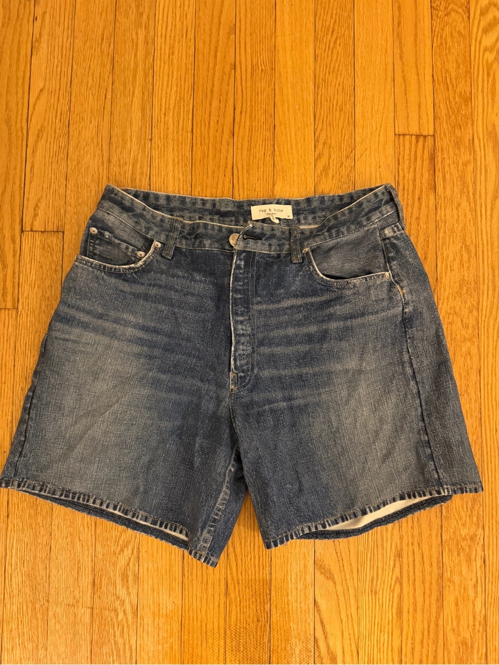 rag & bone Vintage Wash Denim Shorts - Blue